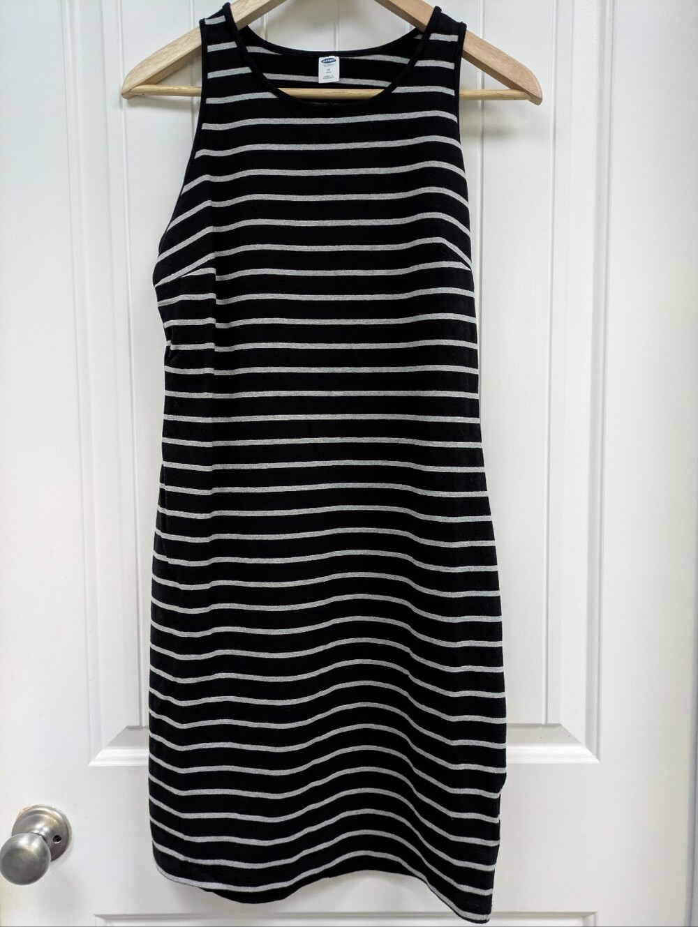 Old Navy Black and Gray Striped Midi Bodycon Dress